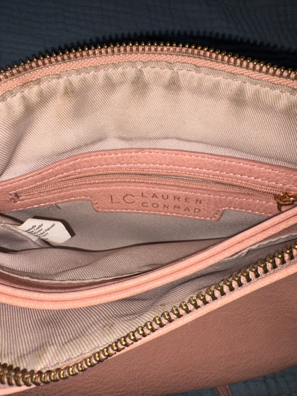 LC Lauren Conrad Blush Pink Leather Crossbody Bag with Gold Hardware